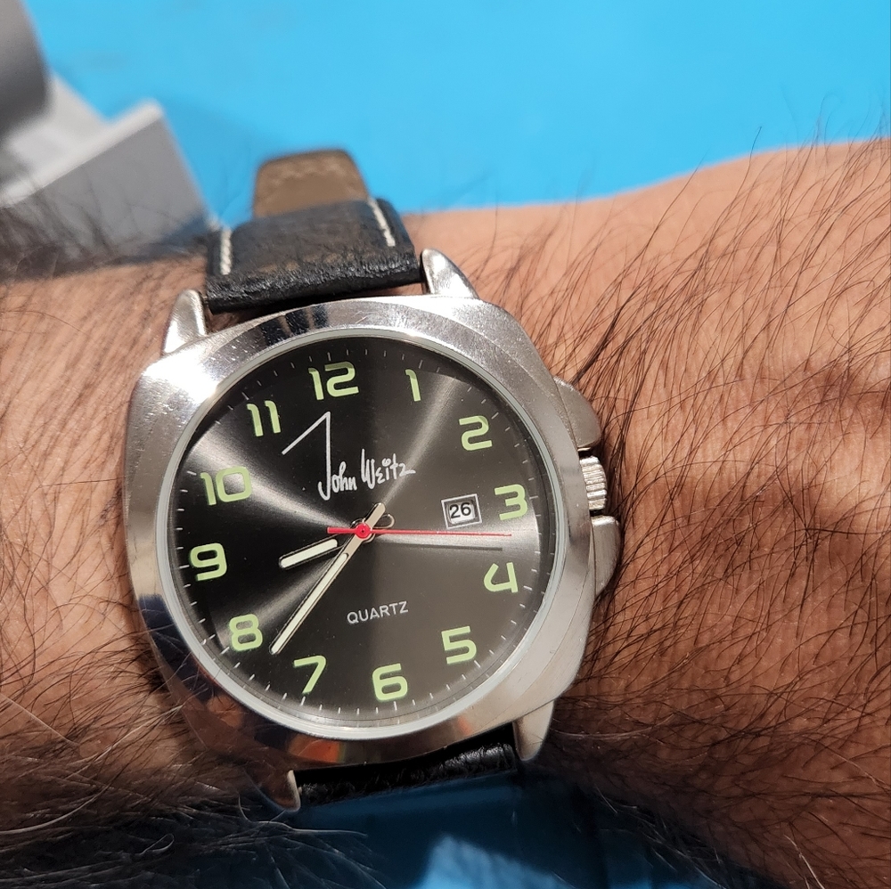 John Weitz Men's Watch Panerai Pam style Quartz fresh battery Watch Pre-owned go - Picture 6 of 7